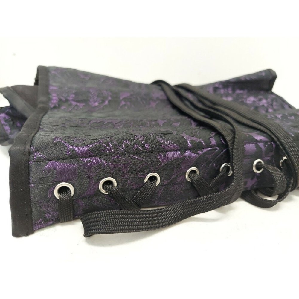 Corset Story Purple Brocade Satin Overbust, Spiral Steel Boned Corset, Waist 36" - Picture 8 of 12